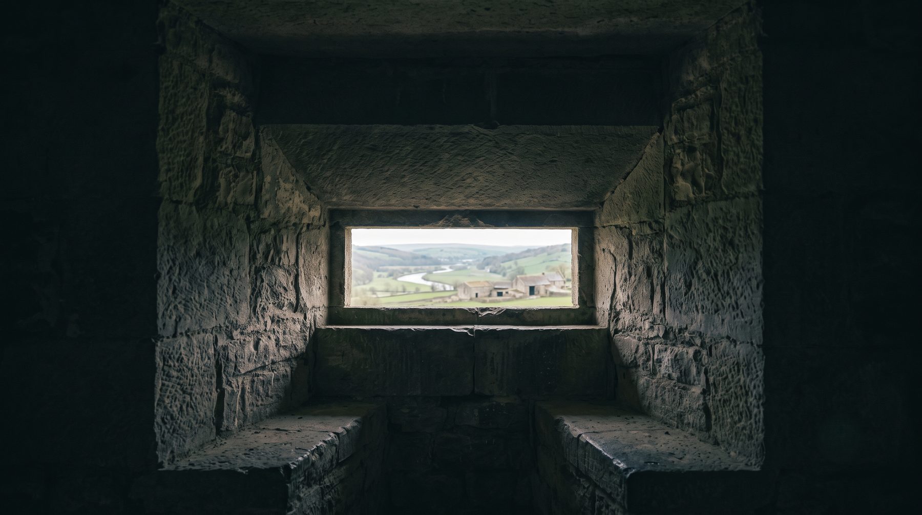 The opening is small and the view through it is not. A narrow aperture does not make what arrives through it narrow.